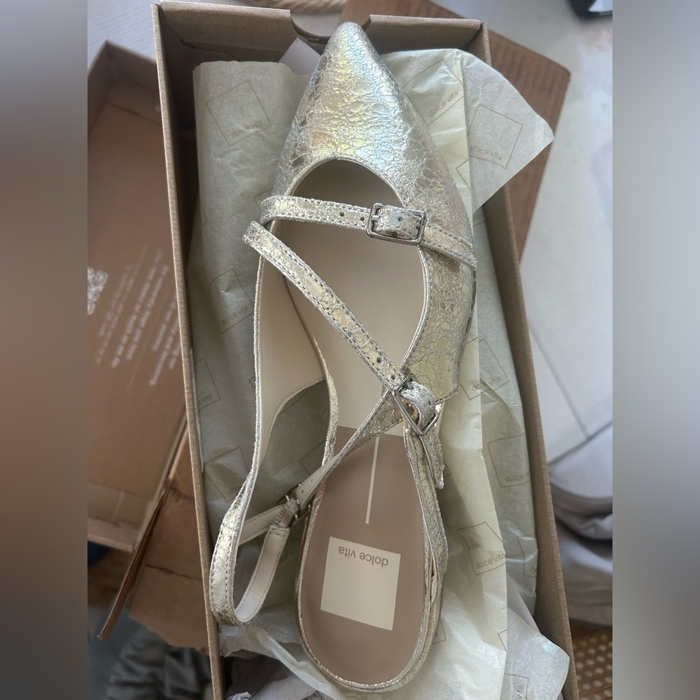 Dolce Vita Silver Strappy Flats